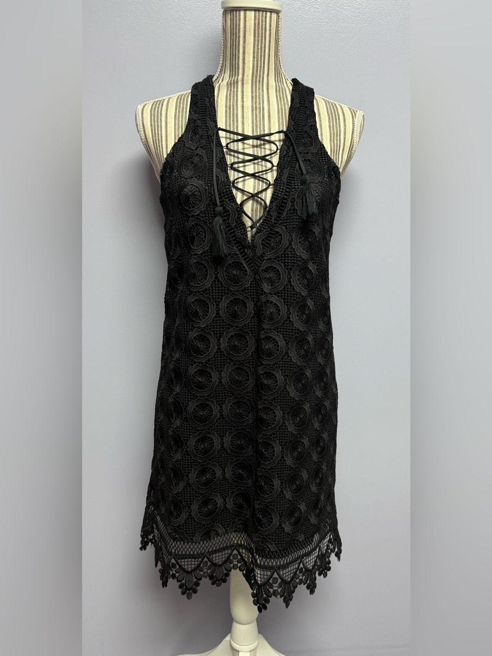 Lovers + Friends Black Lace V-Neck Dress size S